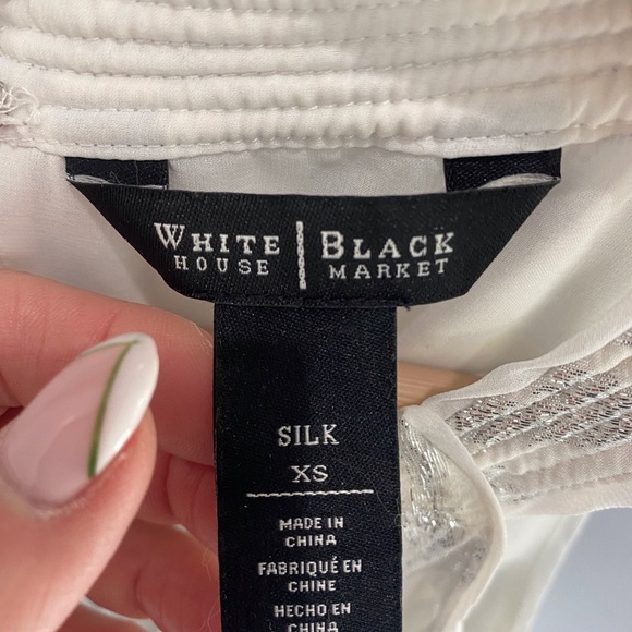 White House Black Market white halter tank top with silver embroidery - Picture 6 of 10